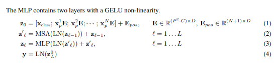 Bốn công thức trong bài báo ViT