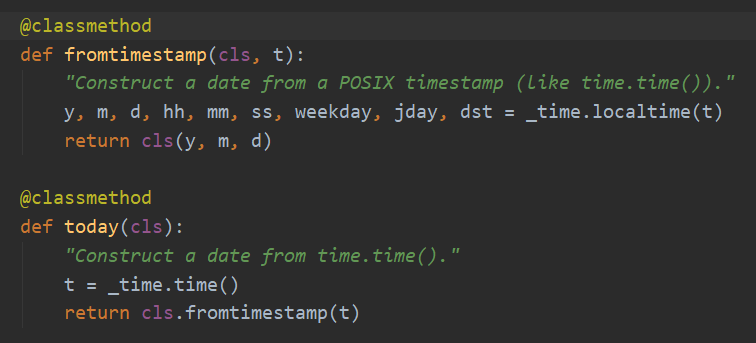example of datetime using classmethod