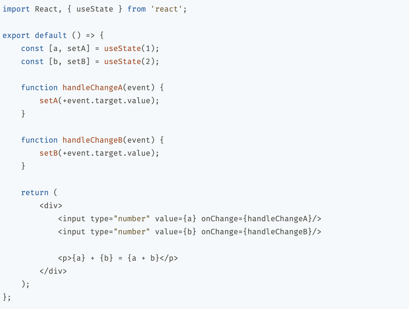 Còn đây là ở React