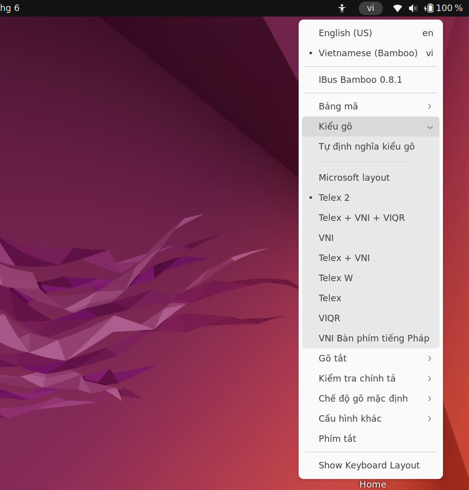 Giao diện của IBus Bamboo