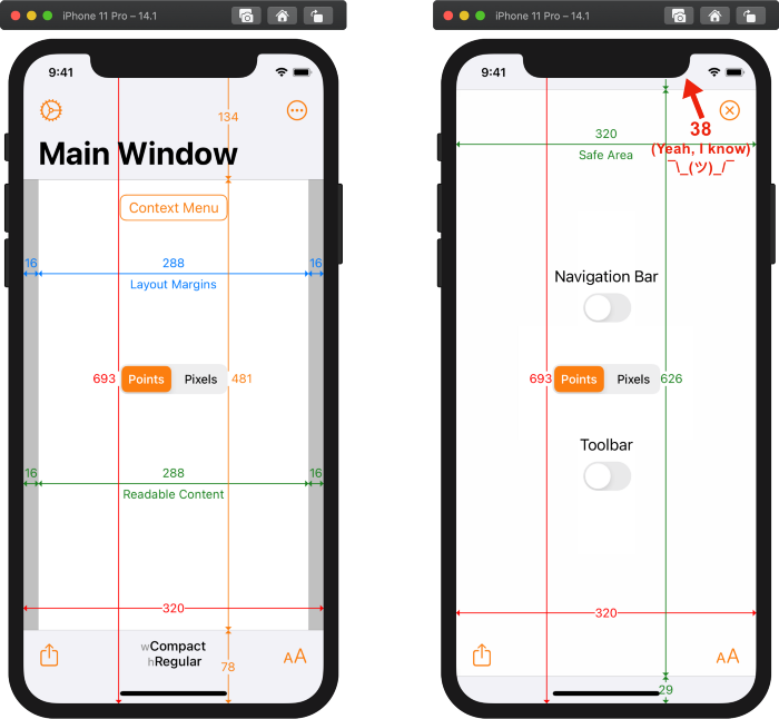 Xcode 12.0 build of Adaptivity on iPhone 11 Pro running iOS 14.1 in portrait with Display Zoom