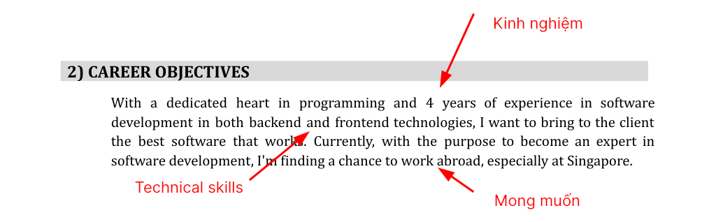 career objective - mục tiêu nghề nghiệp