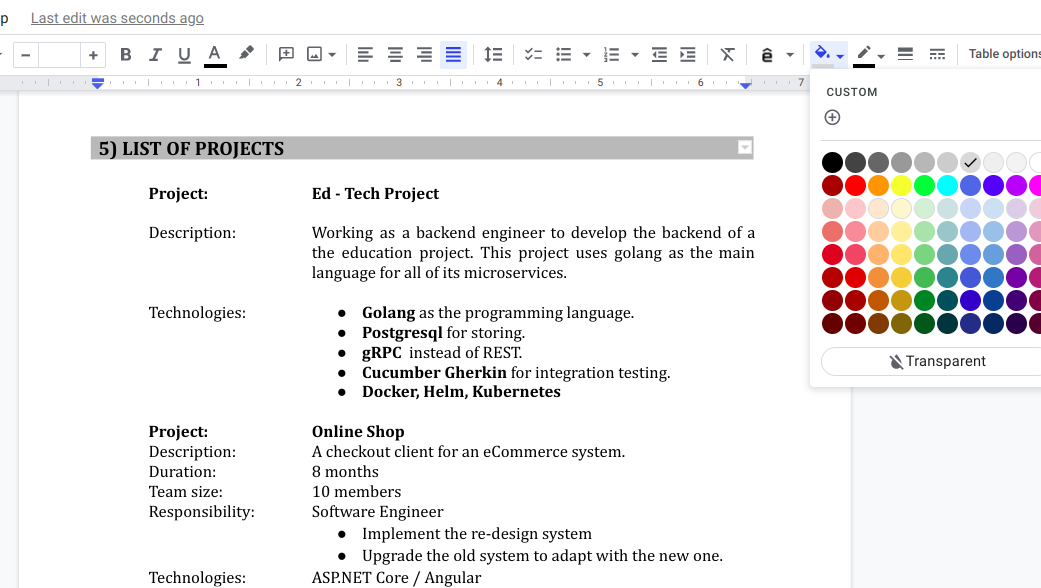 cv - header background