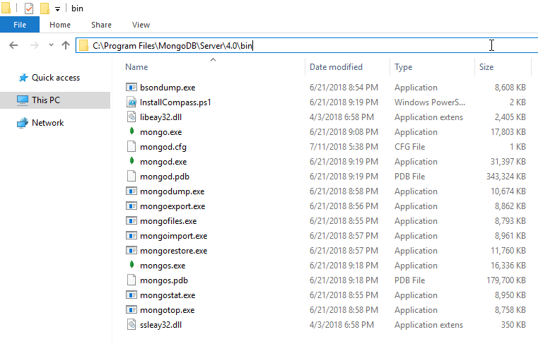 mongod và mongo trong Window