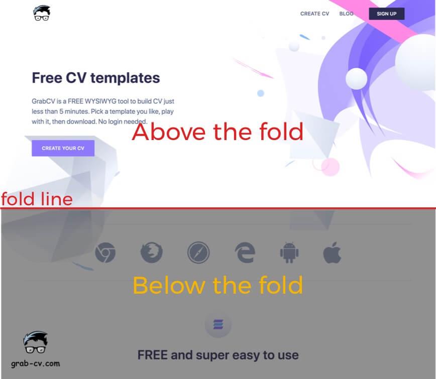 GrabCV - above the fold