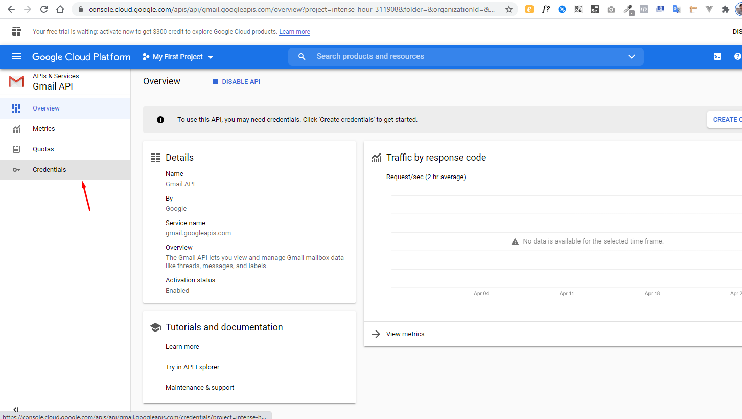 Instructions for creating Gmail API App ITZone