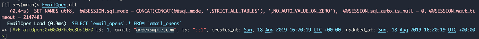 tracking email open app console