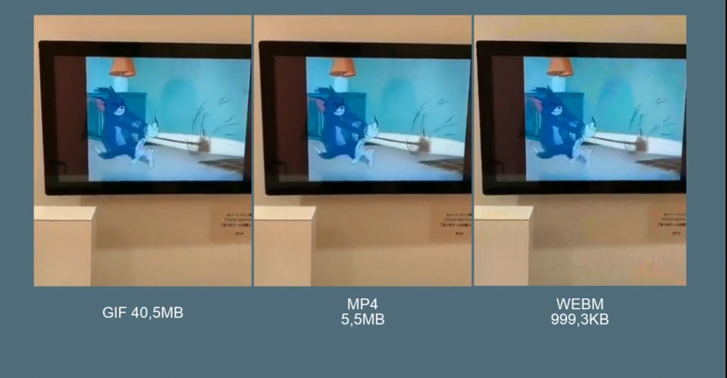 Comparing size between gif, mp4 and webm format