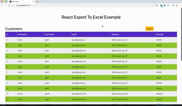 React export